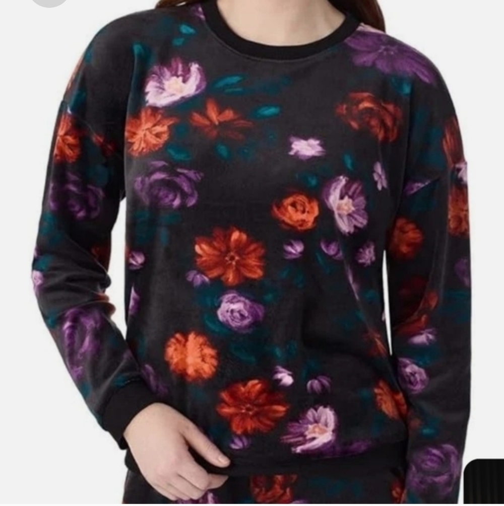 NWT Room Service Women's 2 Piece Pajama Set Black Floral Nwt Xxl - Picture 2 of 4